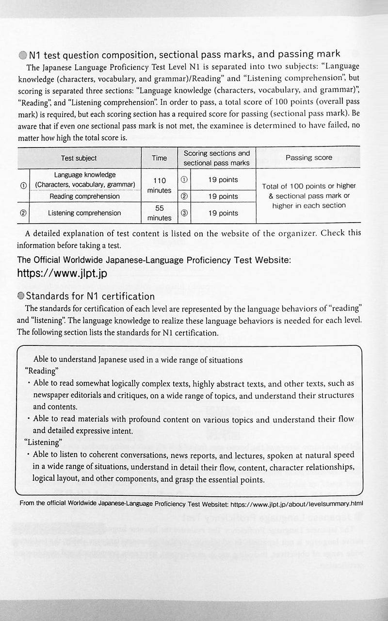 JLPT N1 Real Practice Exam - page scan