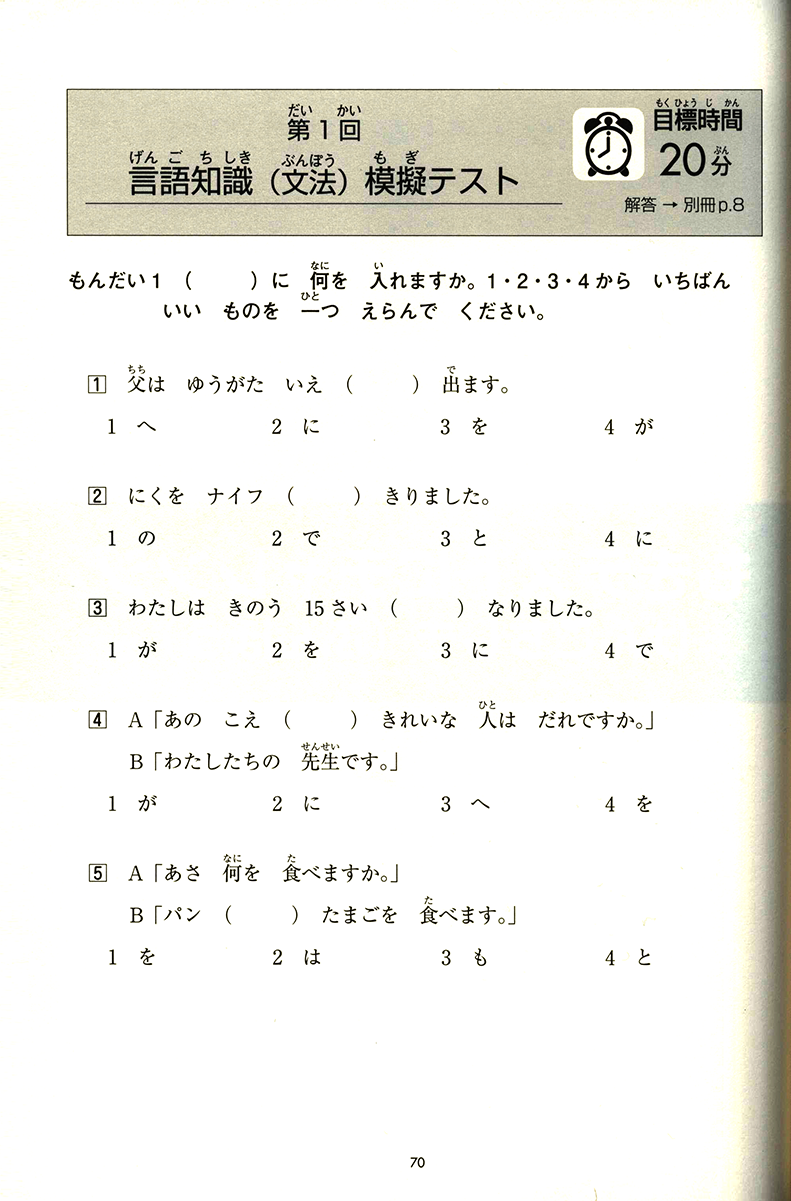 JLPT N5 Kanji, Vocabulary & Grammar Chokuzen-Taisaku