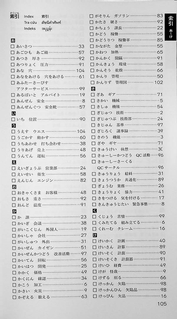 Genba No Nihongo: Worksite Japanese Wordbook - Vocabulary for Foreigners Working in Manufacturing Industry