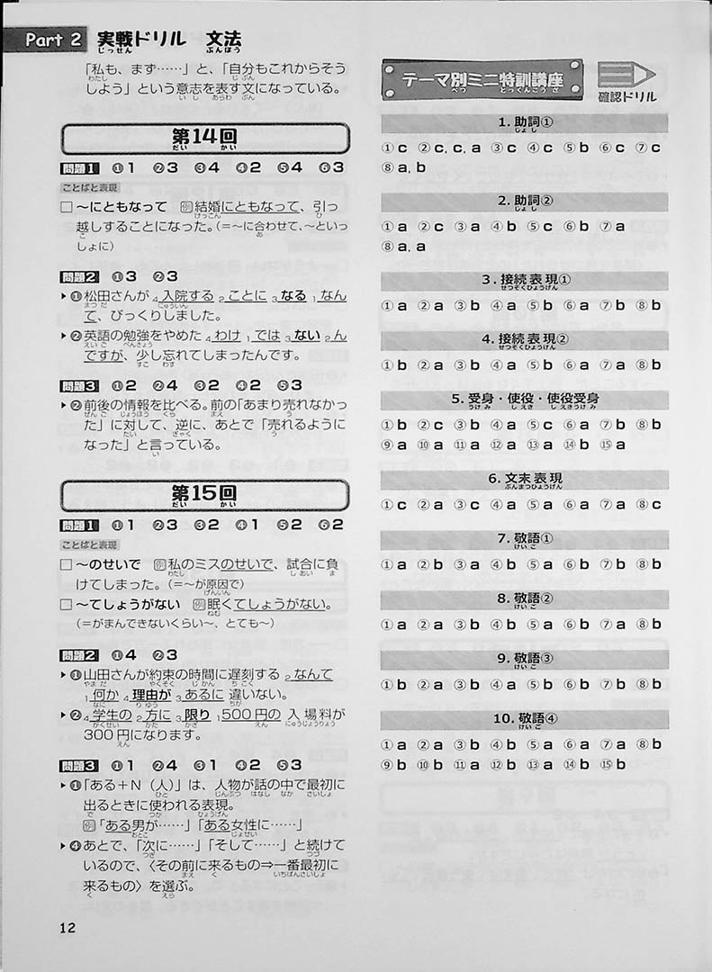 15-day Intensive JLPT N3 Workbook (Kanji, Vocabulary, and Grammar)