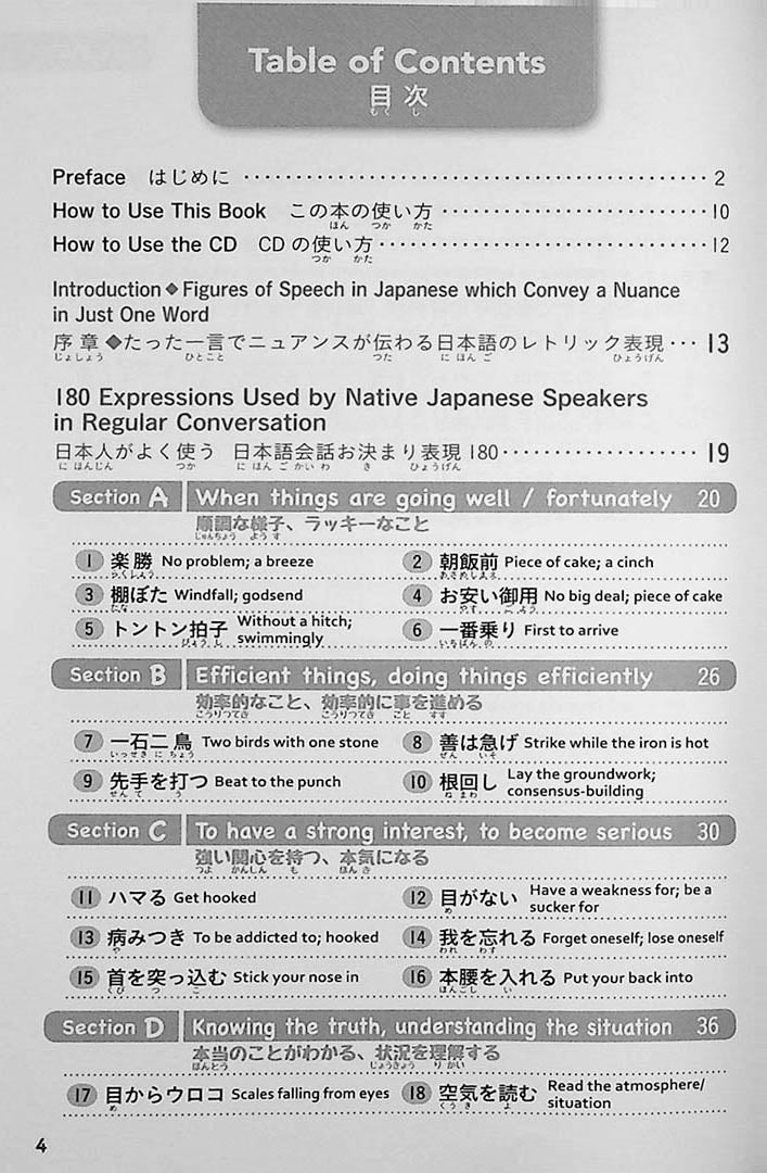 180 Common Native Japanese Figures of Speech in Regular Conversation