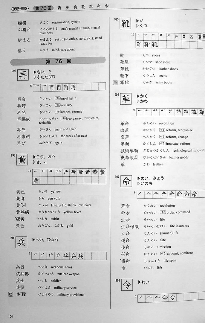 Kanji in Context Reference Textbook Page 152