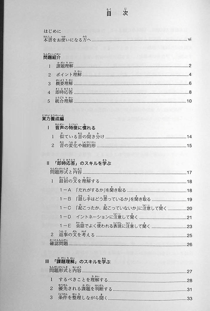 New Kanzen Master JLPT N1 Listening Table of Contents 1