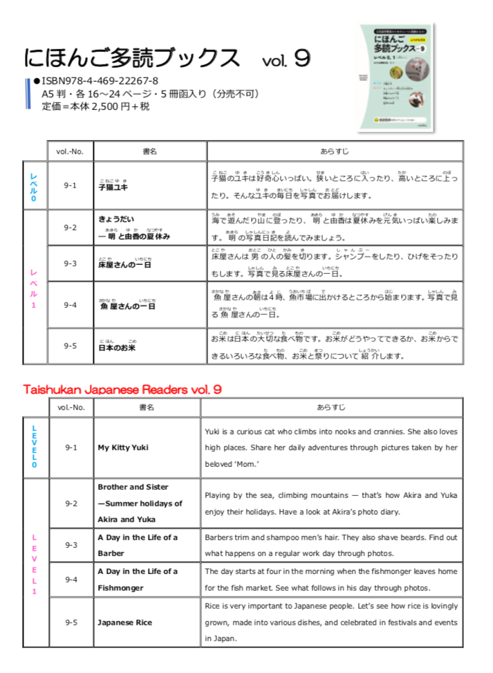 Nihongo Tadoku Books Vol. 9