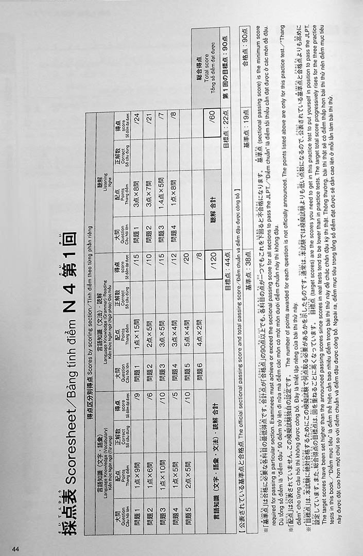 The Best Practice Tests for the Japanese Language Proficiency Test N4 Page 44