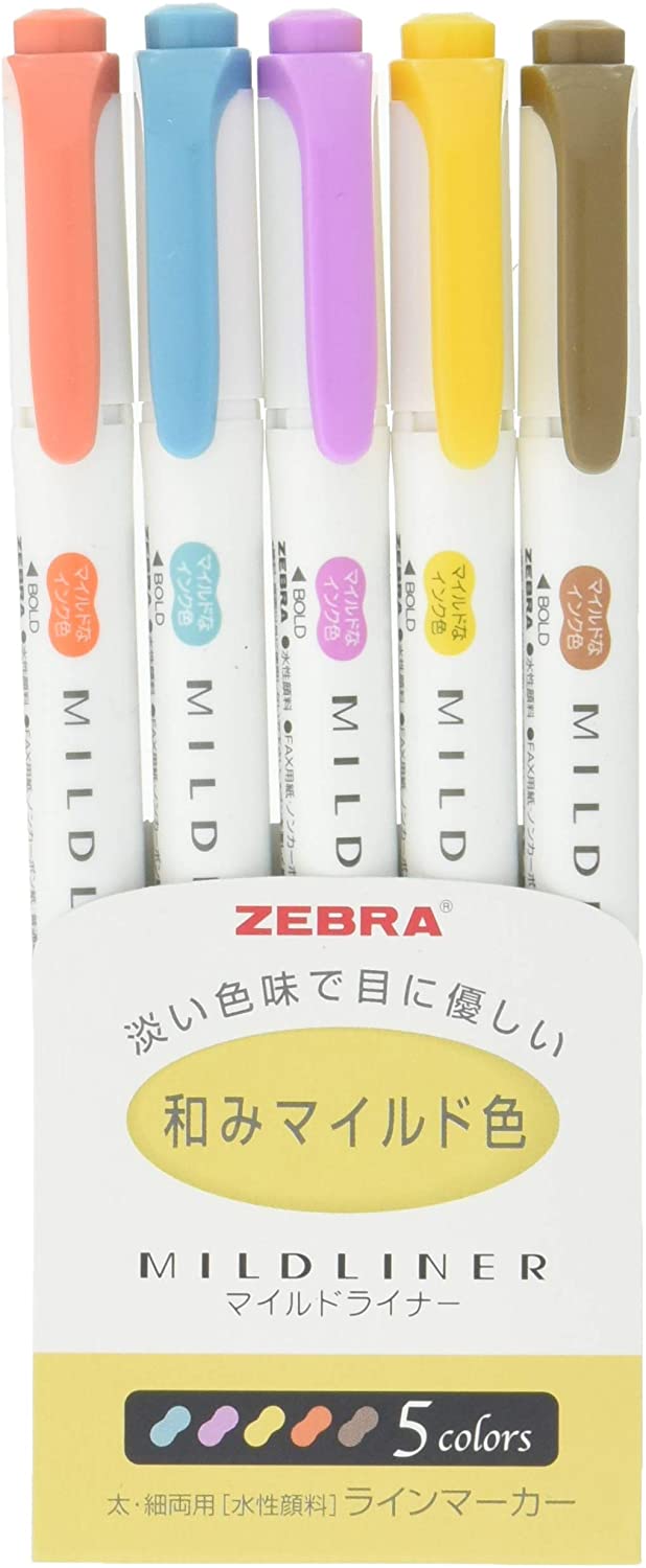 Zebra Mildliner Double-Sided Highlighter - Warm Mild Colors