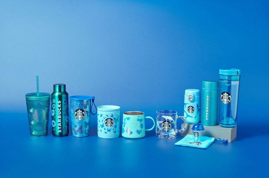 Starbucks Japan Glowing Blue Flower Tumbler