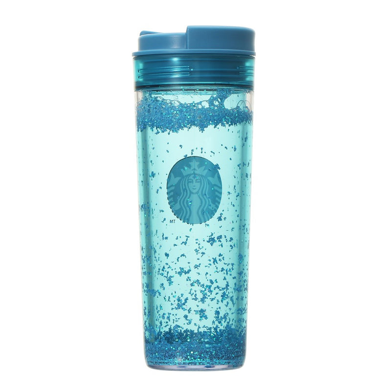 Starbucks Blue Glitter Water Tumbler - back photo