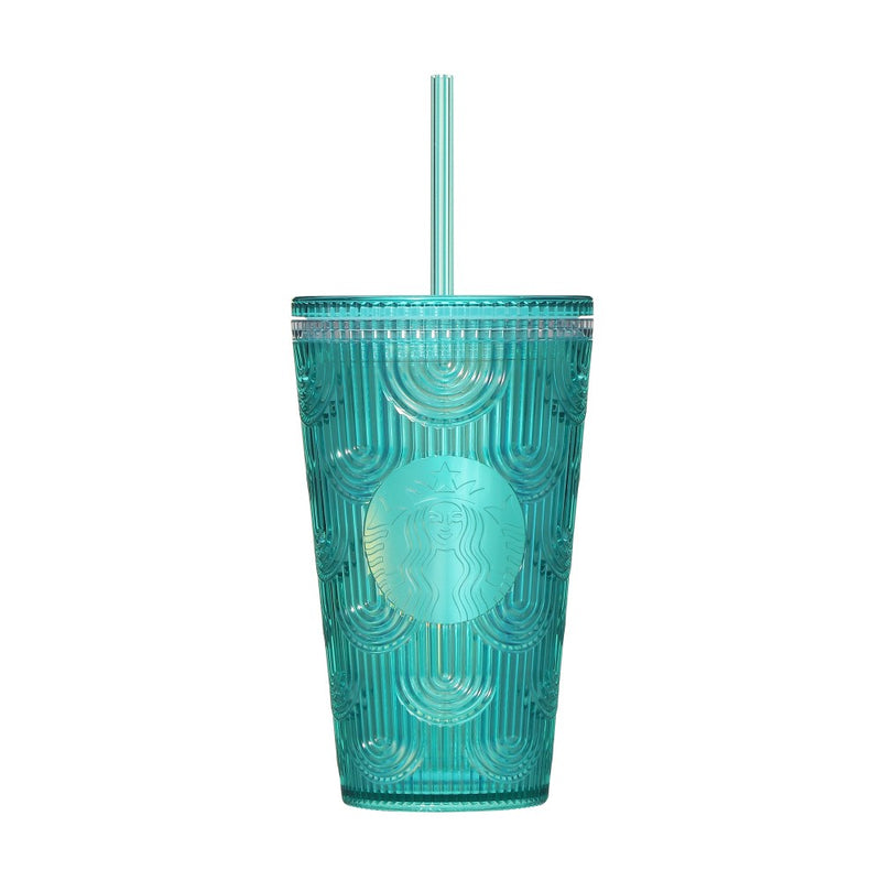 Starbucks Wave Blue Green Cold Cup Tumbler  - front photo