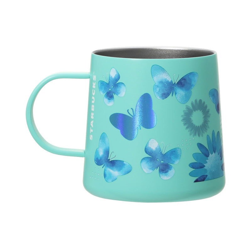 Starbucks Blue Butterfly Stainless Steel Mug - back photo
