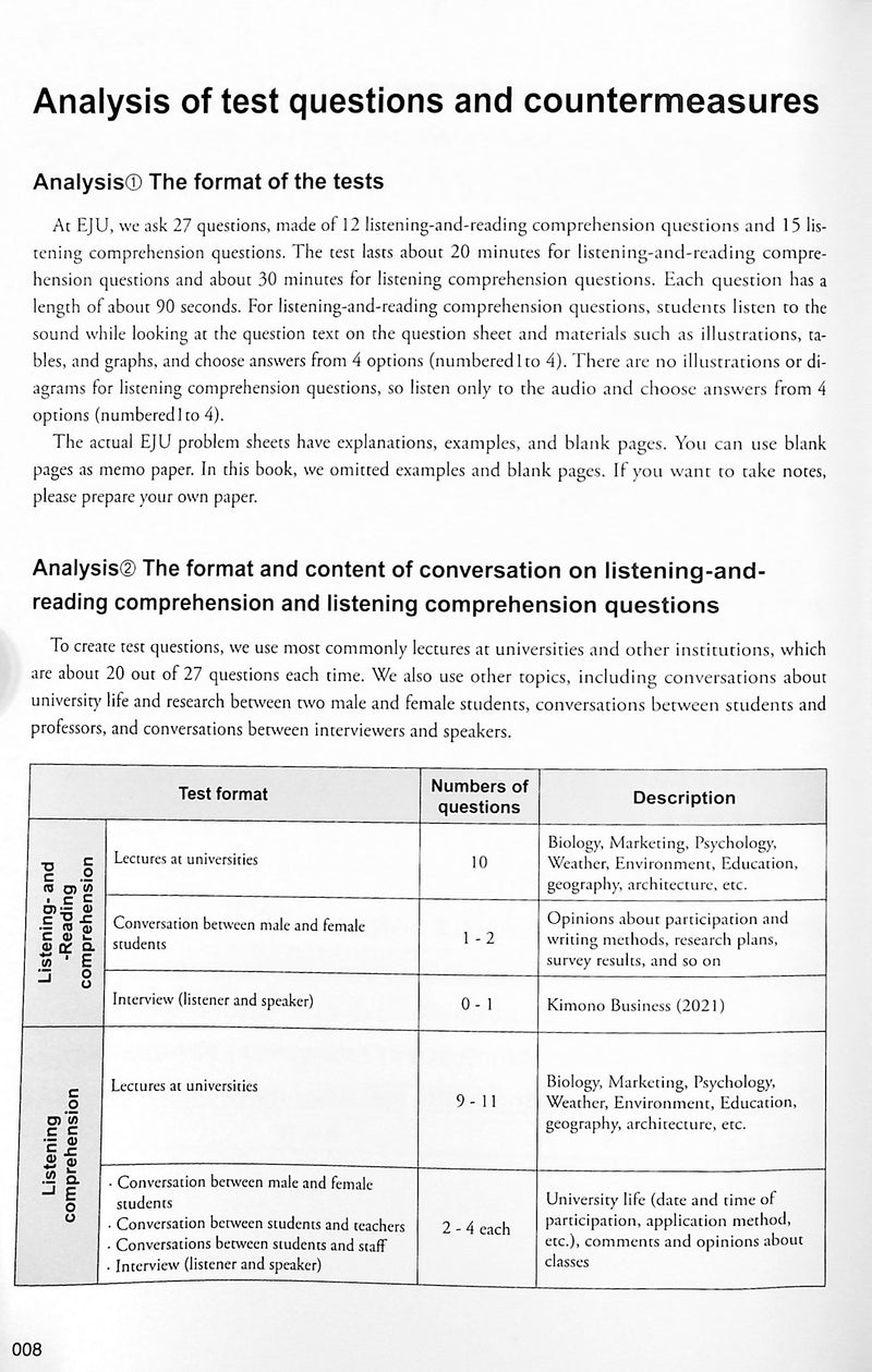 Mock tests for EJU exam - listening and reading - page 8