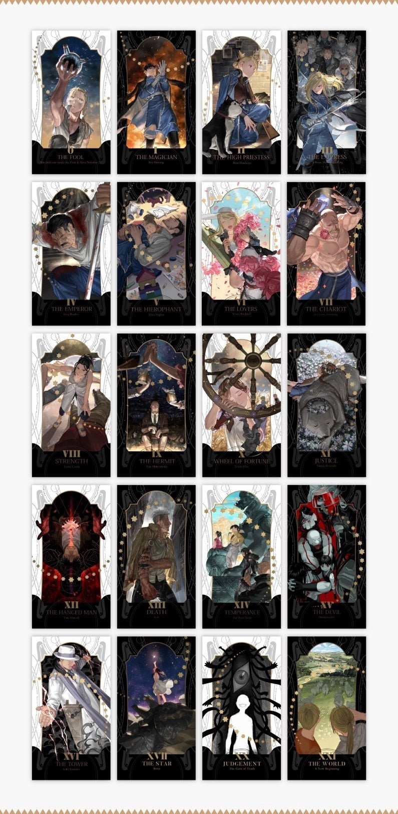 Fullmetal Alchemist "The Whirling Ways of Stars that Pass" Large Arcana Tarot Cards