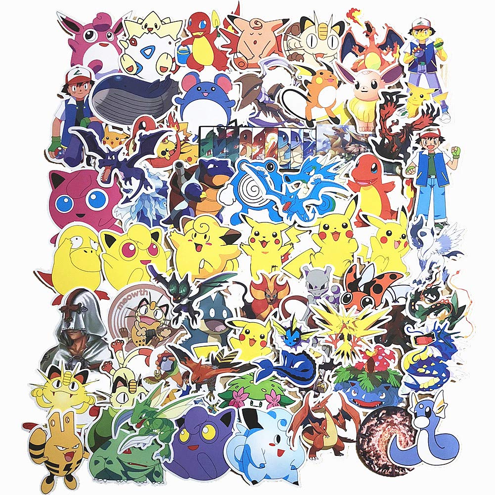 Pokémon - Pikachu - Carte Pokémon - Pochette Pokémon - Autocollants Pokémon  50 pièces