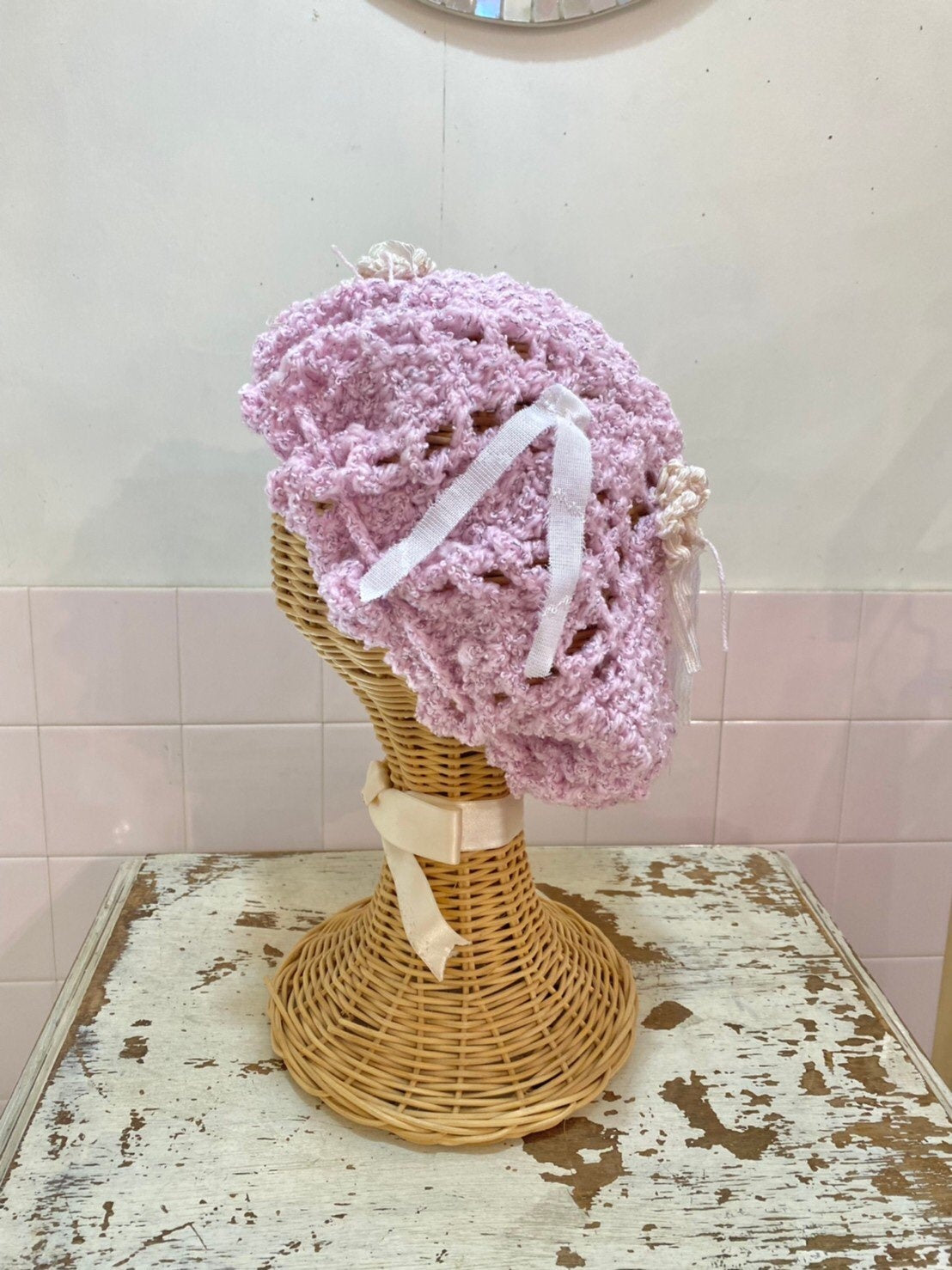 Handmade Pink Knit Hat OMG Japan