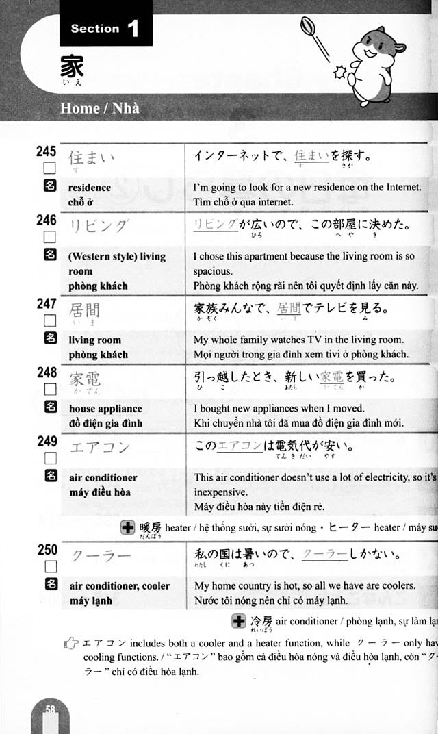 Essential Vocabulary 2000 JLPT N3 Page 58