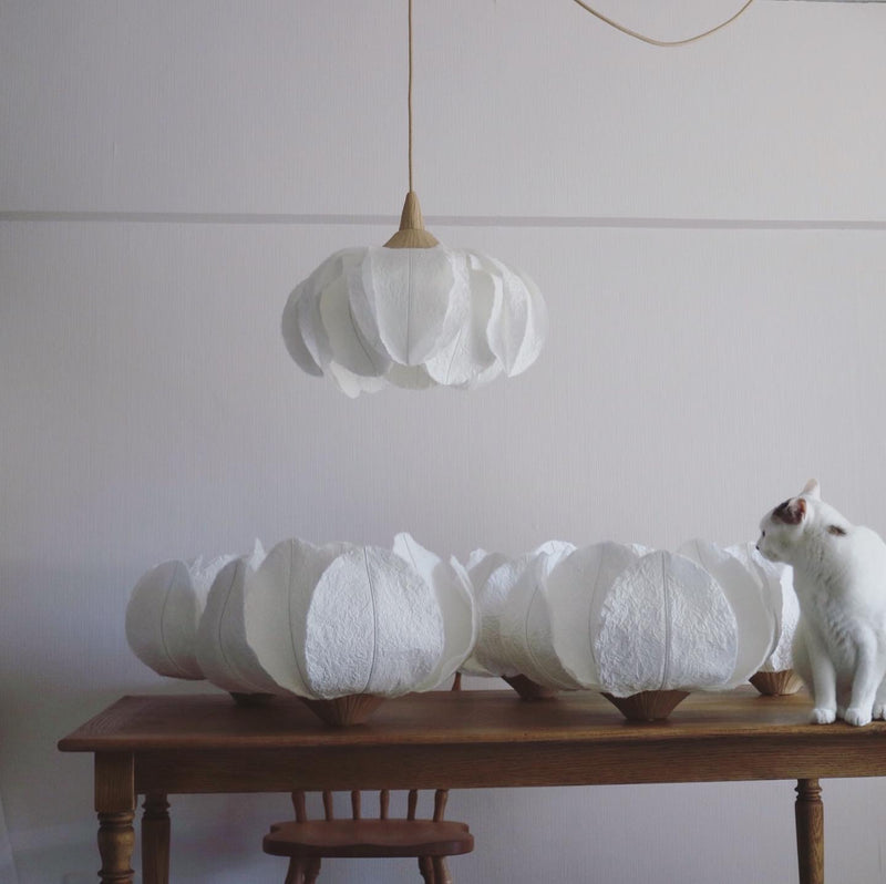 Hanging Peony Flower Lanterns by Sachie Muramatsu (White, Pink)