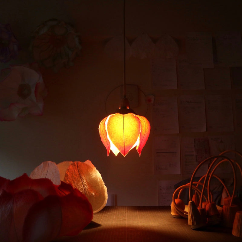Hanging Flower Bud Lantern by Sachie Muramatsu (Orange, Ruby Red, Marigold)