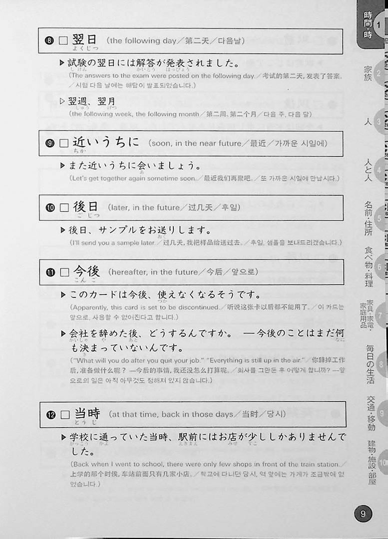 JLPT Preparation Book Speed Master - Quick Mastery of N3 Vocabulary (Standard 2400) Page 9