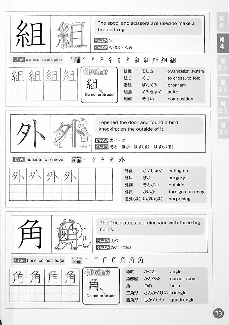 Understanding through pictures 1000 Kanji Page 73