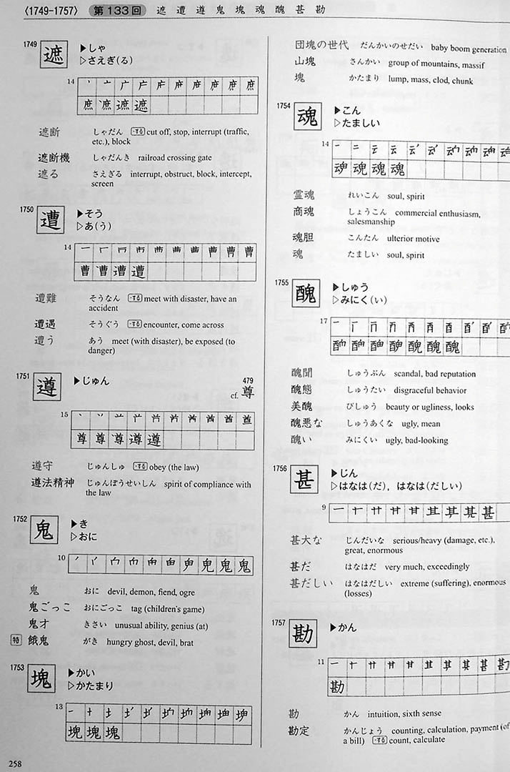 Kanji in Context Reference Textbook Page 258