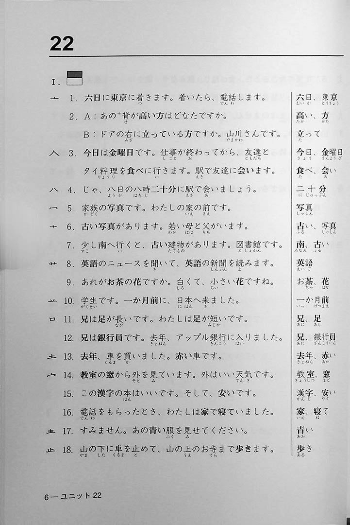 Minna no Nihongo Shokyu 2 Kanji Page 22