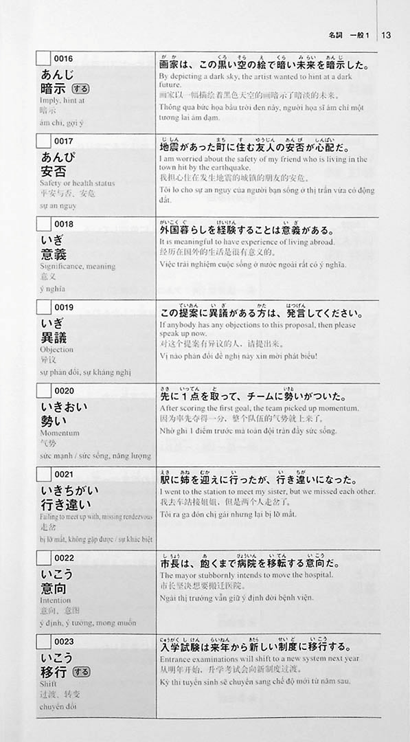 New Kanzen Master Vocabulary JLPT N1 2200 Words Page 13
