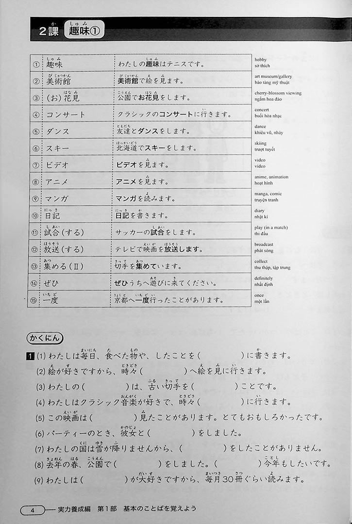 New Kanzen Master JLPT N4: Vocabulary Page 4