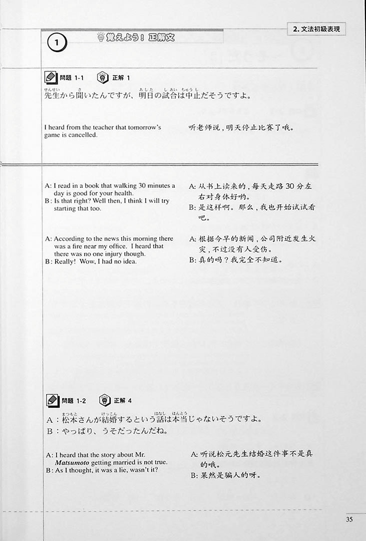The Preparatory Course for the JLPT N3 Grammar Page 35