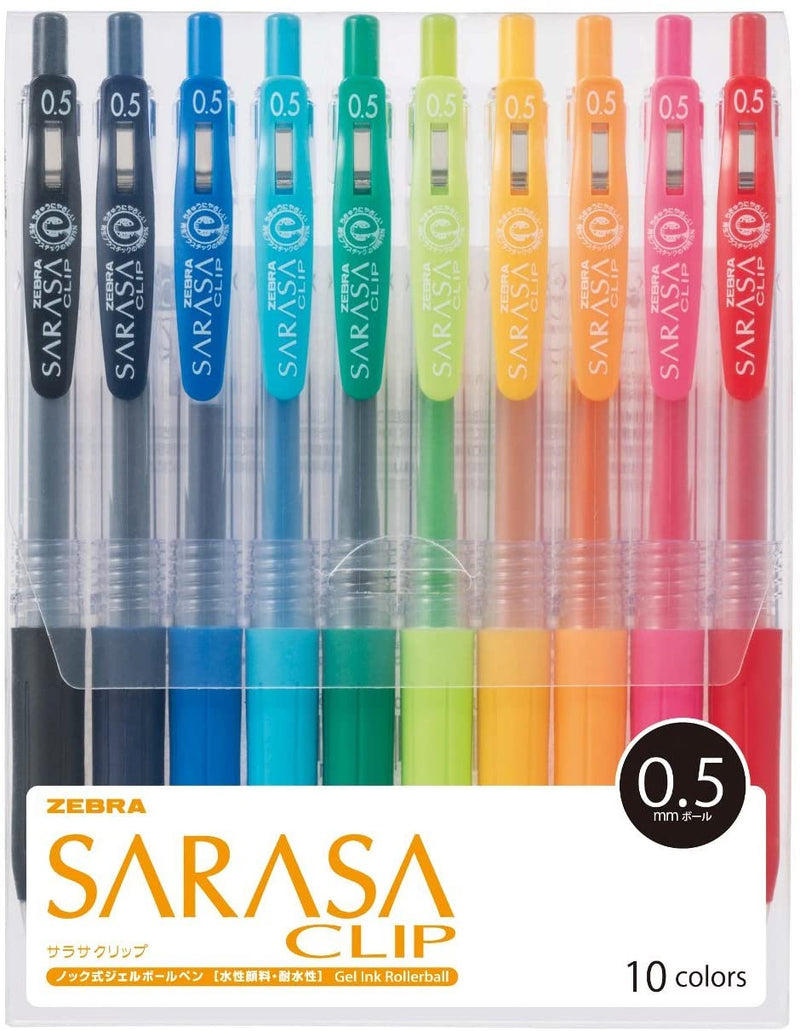 Zebra Sarasa Colored Gel Clip Ballpoint Pens (0.3, 0.5, 0.7mm)