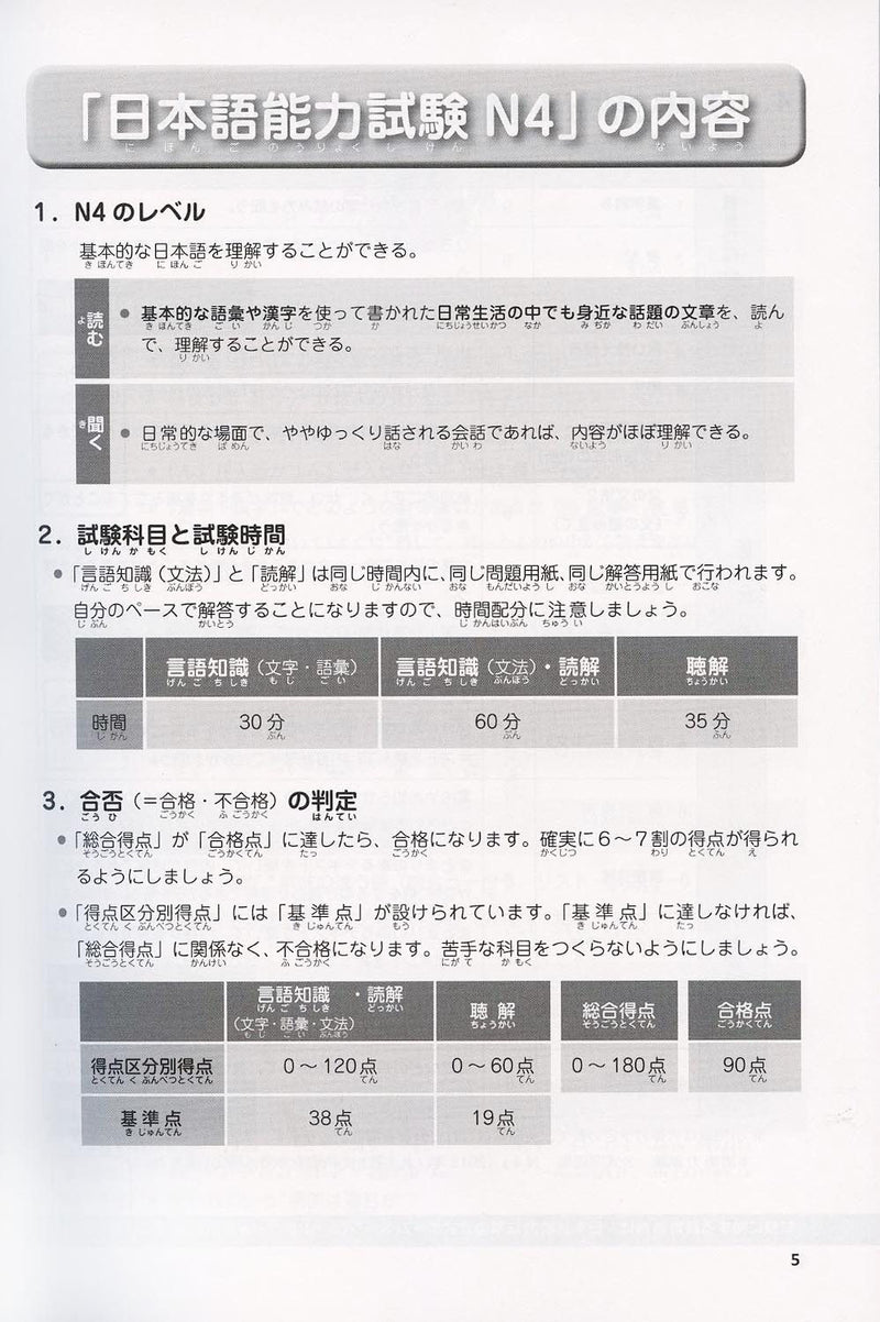 Japanese Language Proficiency Test N4 - Complete Mock Exams - White Rabbit Japan Shop - 3