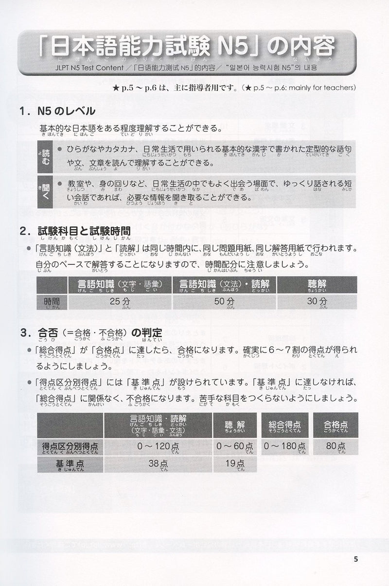 Japanese Language Proficiency Test N5 - Complete Mock Exams - White Rabbit Japan Shop - 3